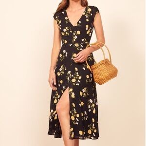 Reformation Floral Wellfleet Back Cutout Dress